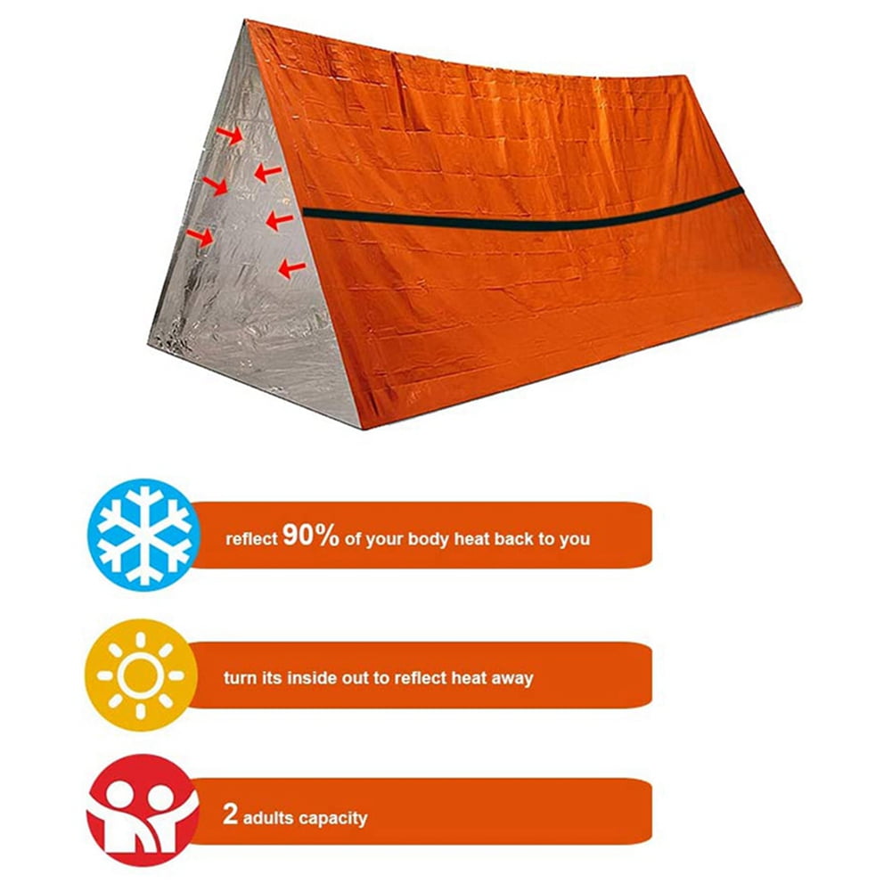 2X 2 Person Survival Emergency Tent with Emergency Sleeping Bag- Waterproof Rescue Survival Tent ,Emergency Shelter