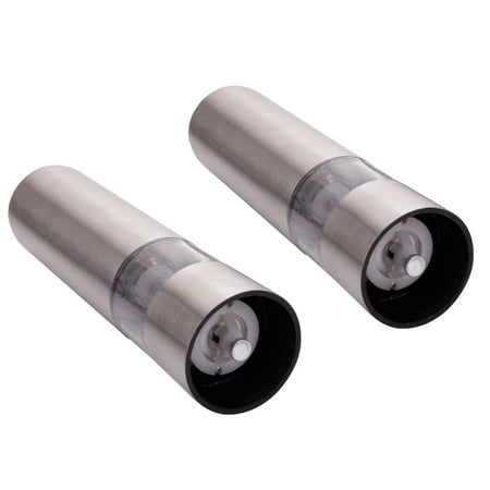 - Electric Salt and Pepper Grinder Set - Automatic, Refillable, Battery Operated Stainless Steel Spice Mills