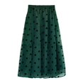 thumbnail image 4 of The New Summer Flocking Polka Dot Literary Flowing Stitching Large Hem Elasticated Waist Skirt Women Denim Skirts plus Size, 4 of 4
