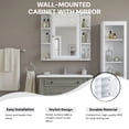 thumbnail image 6 of Christopher Knight Home 26" Bathroom Wall Cabinet with Mirror, Adjustable Shelves and Door, White, 6 of 9
