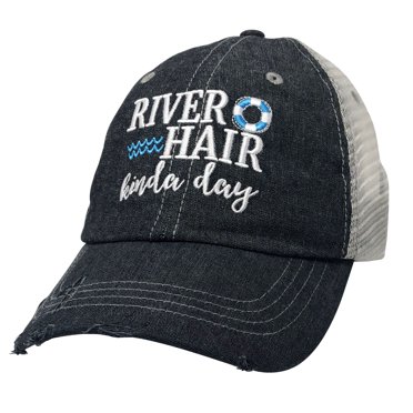 COCOVICI River Hair Kinda Day Embroidered Baseball Hat Mesh Trucker Style Hat Cap Float River Hat