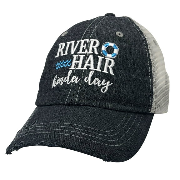 COCOVICI River Hair Kinda Day Embroidered Baseball Hat Mesh Trucker Style Hat Cap Float River Hat