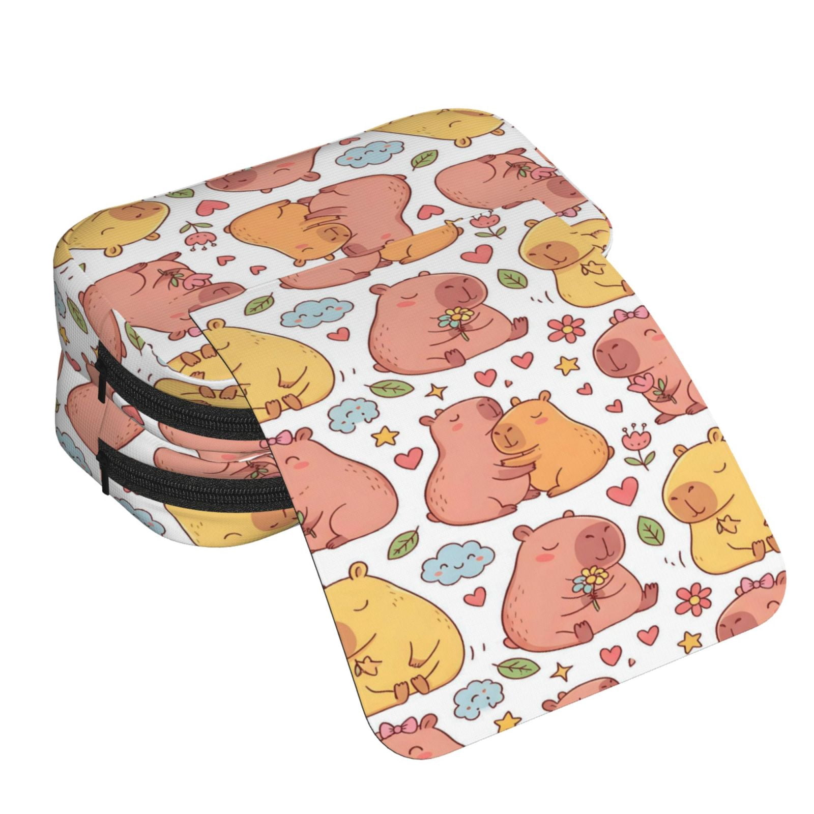 Large-Capacity Flip-Top Double-Layer Pencil Case, Multi-Functional Pocket Pen Case, Durable Stationery Organizer Capybara Pattern 5