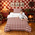 thumbnail image 3 of Erosebridal Old Fashion Gingham Twin Comforter Sets, Check Christmas Bedding Set, White Maroon, Christmas Reversible, 2pcs, 1 Comforter and 1 Pillowcase, 3 of 7