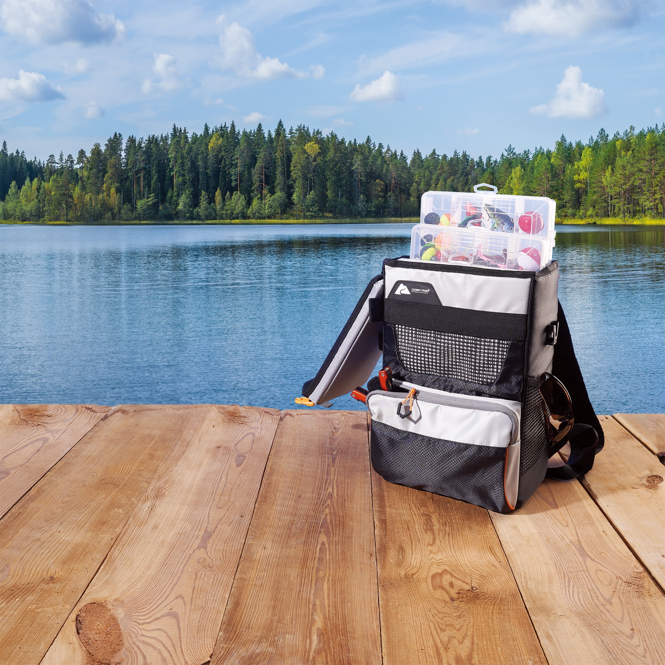 Ozark Trail 3700 Tackle Backpack with Three Trays, Gray, Adult, Unisex