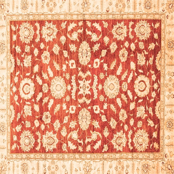 Ahgly Company Indoor Square Oriental Orange Traditional Area Rugs, 4' Square
