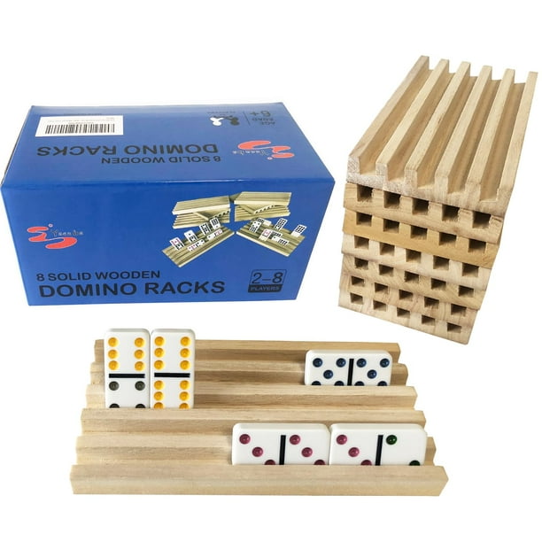 Yuanhe Estante para bandejas con soporte para dominó, juego de 8 soportes para azulejos de madera para tren mexicano Rummy Chickenfoot
