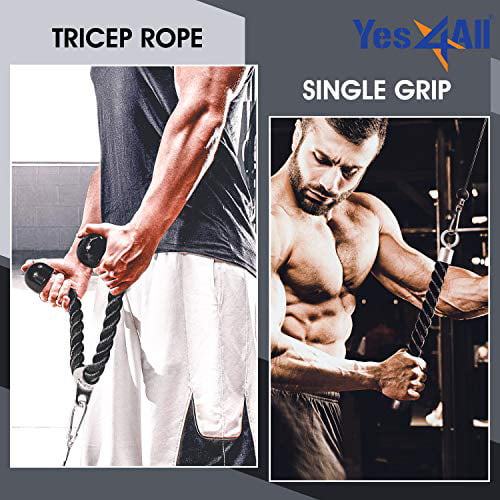 Yoyoapple Tricep Pull Down Rope 36 Inch with 2 Resistance Band Handles 3 Carabiner Clips 1 Storage Bag,Home Gym Accessories,Cable Handles Gym Equipment 2 Ankle Straps for Cable Machines