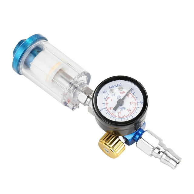 HVLP Spray Air Regulator Pressure Gauge 1/4" Mini Inline Air Filter Separator Adjustable Air Pressure Regulator Gauge