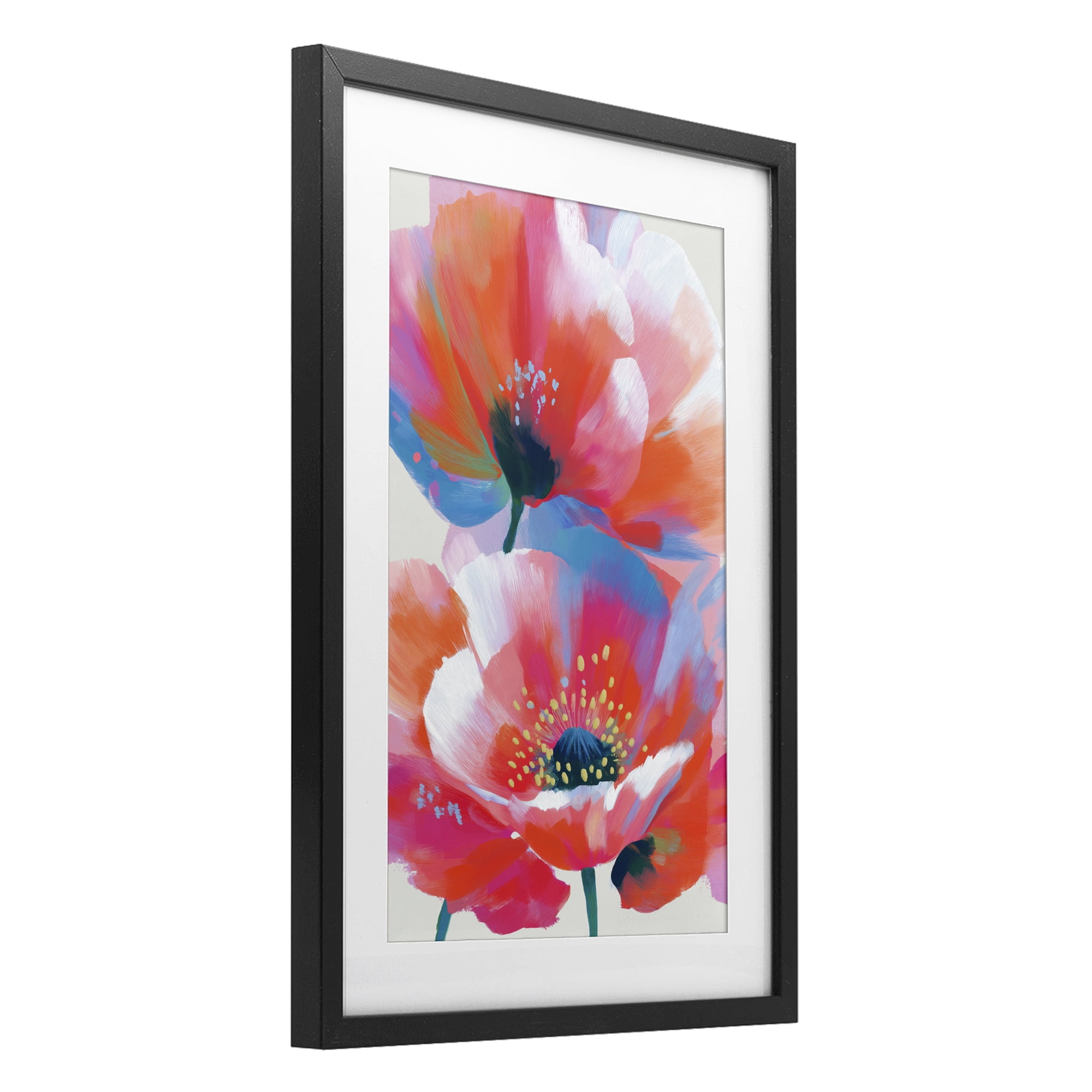 Stupell Industries Poppies in Soft Light Black Framed Print Under Glass, design by Chromatic Storm Studio