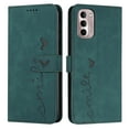 thumbnail image 2 of for Motorola Moto G Stylus 5G 2022 Case, Heart Embossed Flip/Folio Cover with Wrist Strap Wallet Magnetic Closure Card Slots Holder Kickstand TPU Bumper Shockproof Protective Case (Green), 2 of 11