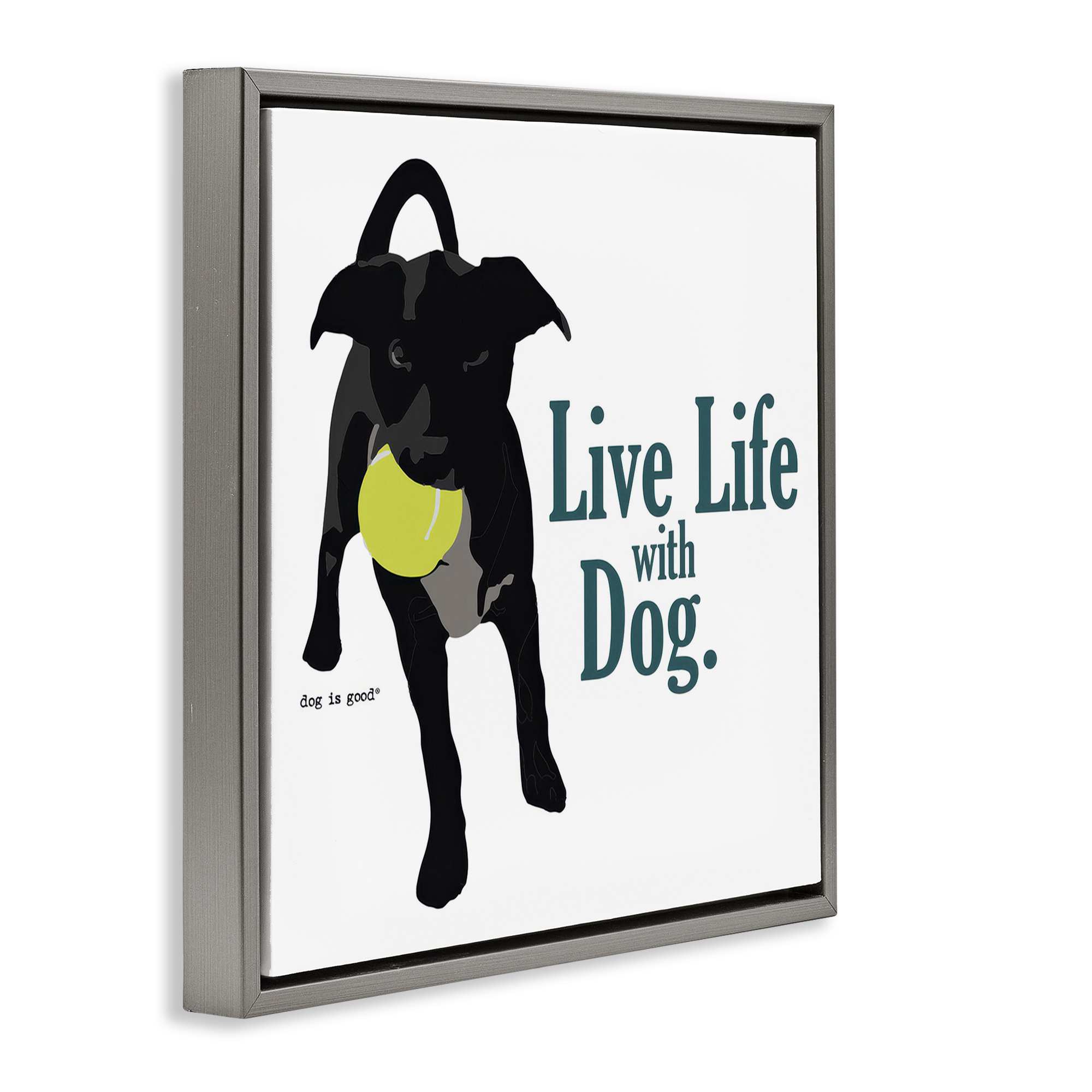 Stupell Industries Live Life with Dog Animals Painting Gray Floater Framed Canvas Art Print Wall Art, 25 x 25