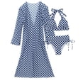 thumbnail image 6 of ClodeEU Women's Plaid Print Printed Bikini 3 Piece Set ,Bathing Swimsuit with Cover Ups Kimono Blue,Womens Plus L, 6 of 6