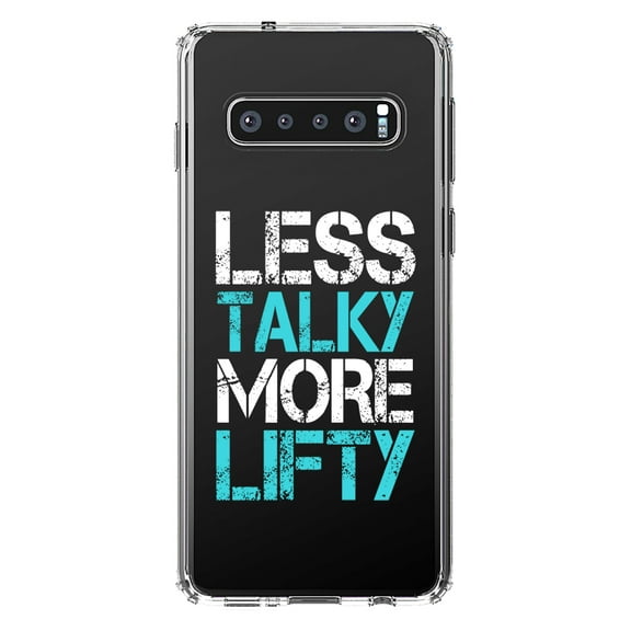 DistinctInk Clear Shockproof Hybrid Case for Samsung Galaxy S10  PLUS (6.4" Screen) - TPU Bumper Acrylic Back Tempered Glass Screen Protector - Less Talky More Lifty