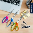 thumbnail image 4 of Scissors, Jeexi 8" Multipurpose Student Scissors Set of 3, Stainless Steel Sharp Scissors for Office Home General Use, High/Middle School Classroom Teacher Students Scissors Supplies, 4 of 8