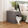 thumbnail image 5 of Cat Litter Box Enclosure, Hidden Litter Box with Openable Front Door, Outdoor Cat House Weatherproof, Side Table, Easy to Clean and Assembly, Dark Gray, 5 of 6