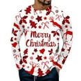 thumbnail image 3 of Mens Christmas T Shirts Long Sleeve Merry Christmas Graphic Pajamas Tee Crew Neck Casual Slim Fit Family Xmas Gift Mens Shirts White L, 3 of 6