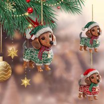 Dachshund Christmas Tree Ornament, An Adorable Breed-Specific Decoration that Celebrates Pet Companionship with Festive Style, Perfect for Holiday Tree Displays and Seasonal Accents, 3.14in, Red
