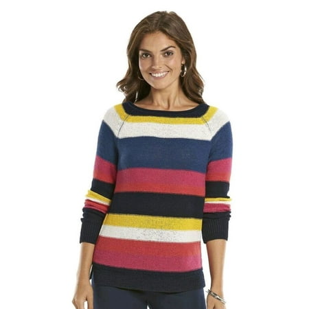 Women's Petite Striped Boatneck Sweater