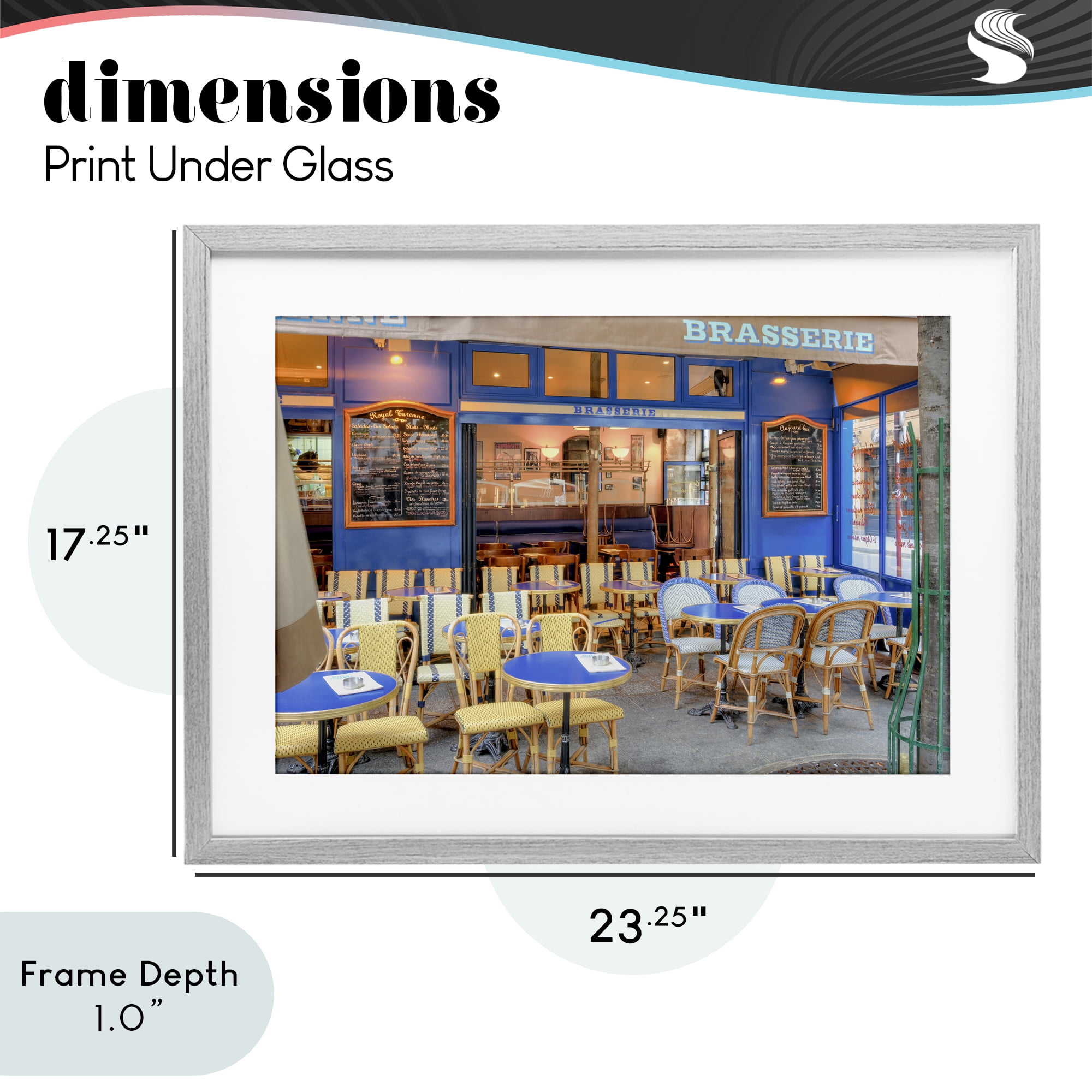 Stupell Industries Parisian Brasserie Terrace Gray Framed Print Under Glass, design by Alan Blaustein
