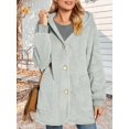 thumbnail image 4 of Warm Fleece Jackets for Women, Fuzzy Hooded Casual Coats Cardigan Sweaters Outerwear with Pockets Light Gray M, 4 of 8