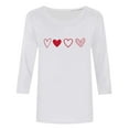 thumbnail image 4 of ABATAB Plus Size Valentine's Day Womens 3/4 Length Sleeve Shirts Crewneck Neck Love Heart Print T Shirts Casual Gift Tops, 4 of 5