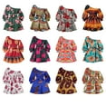 thumbnail image 3 of Womens Dresses Ladies Print Fashion Slanted Shoulder Long Sleeve Dress with Belt Short Skirt, 3 of 6