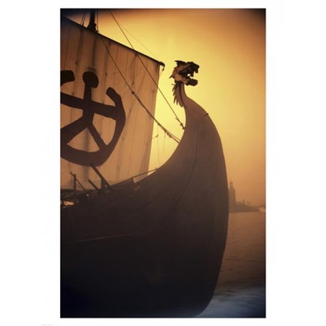Affiche Imprimée d'Un Vieux Navire Viking Suède, 18 x 24