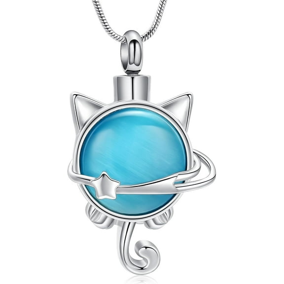 Cat Cremation Jewelry Urn Necklace for Ashes for Pet,Funeral Ashes Keepsake Urn Necklace Pendant Memorial Jewellery