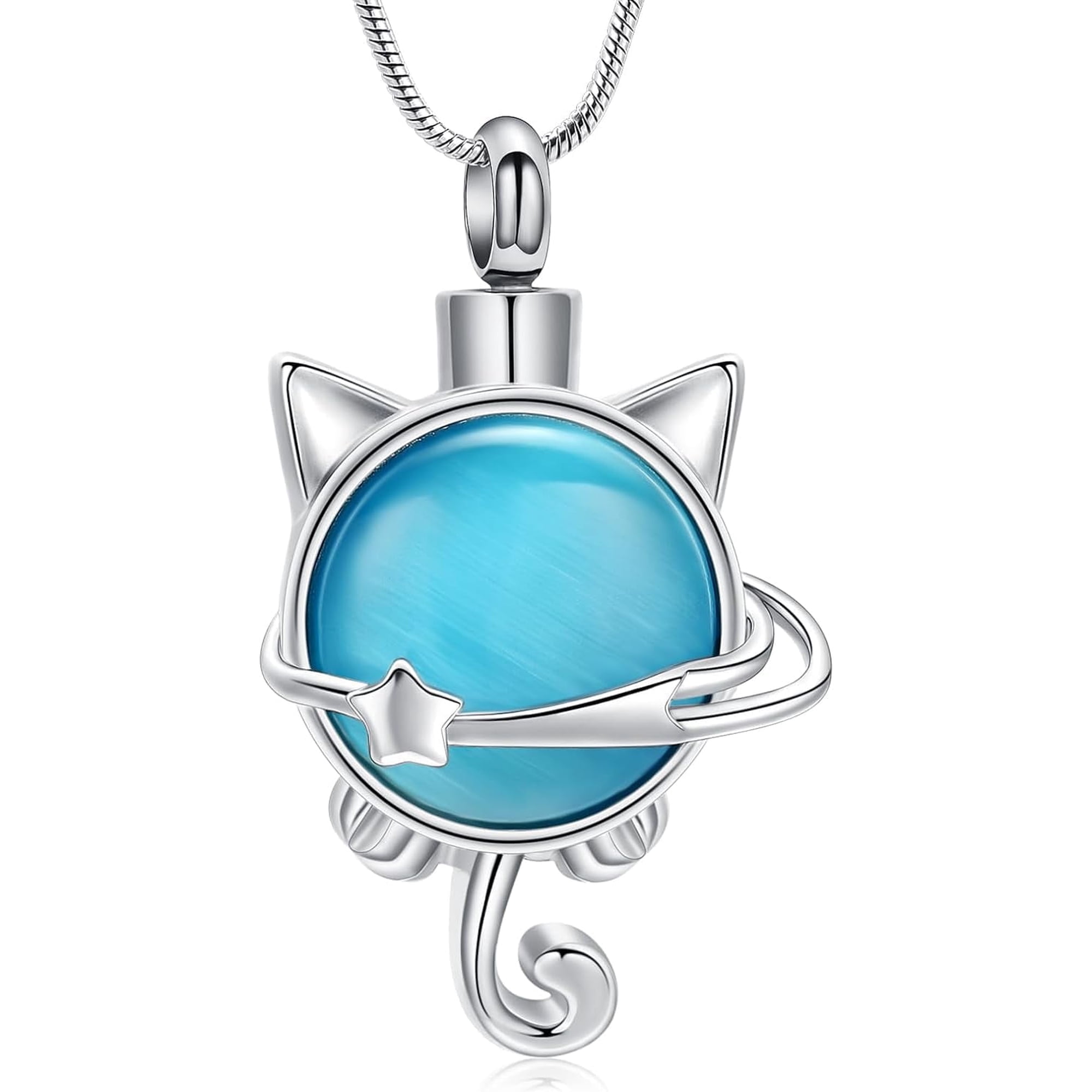 Cat Cremation Jewelry Urn Necklace for Ashes for Pet,Funeral Ashes Keepsake Urn Necklace Pendant Memorial Jewellery