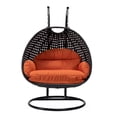 thumbnail image 2 of LeisureMod Mendoza Charcoal Wicker Patio Double Swing Chair in Orange, 2 of 11