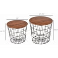 thumbnail image 3 of WBTER End Tables Set of 2, Nesting Tables with Storage, Round Accent Side Tables with Removable Top for Living Room, Black/Brown, 3 of 9