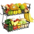 thumbnail image 1 of Cesta de fruta ANTOPY de 2 niveles con 2 perchas de metal para plátanos, 1 of 6