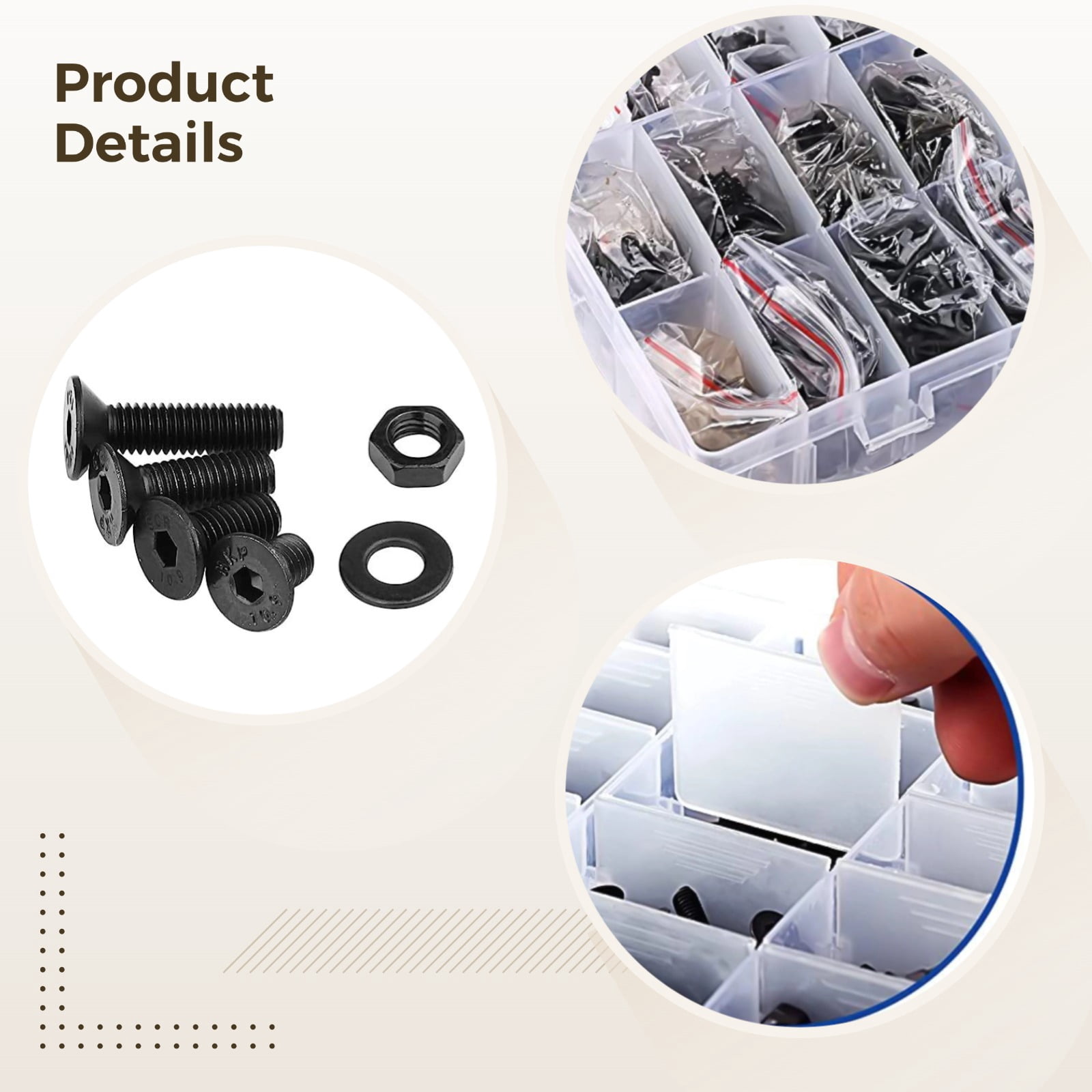 Flat Head Hex Socket Cap Screw Assortment Kit, 1500PCS M2 M3 M4 M5 Machine Screws Bolts Nuts Washers, 10.9 Grade Alloy Steel Black Hardware Set for DIY, Repair, Assembly Projects