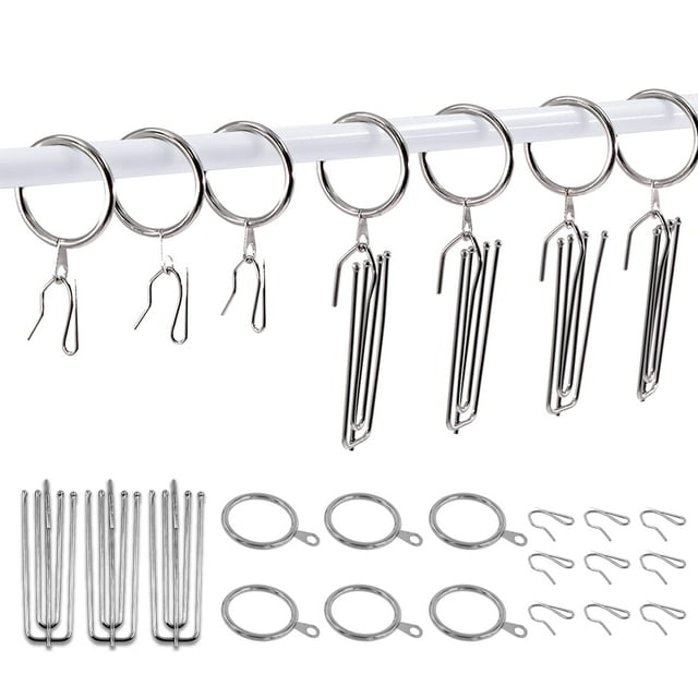 Anillos y ganchos para cortinas Sweepet, 120 unidades, para barras de cortina de 19 mm a 25 mm