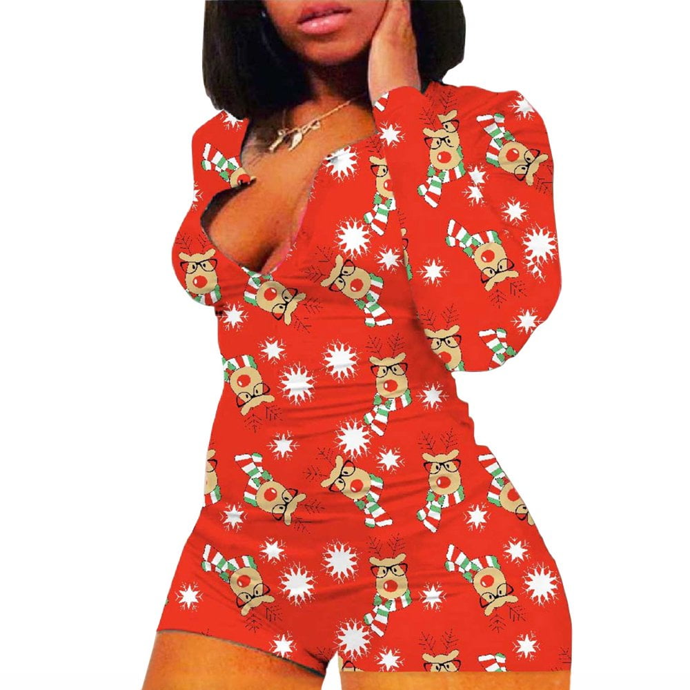 Women's christmas pajama romper sale