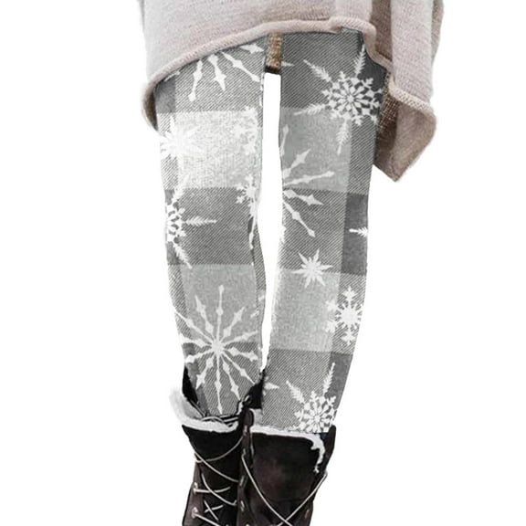 Fiaer Women's Legging Chritmas Tree Snowflake Reindeer Funny Graphic Plus Size Trendy Yoga Pants Soft Slim Fit Fashion Xmas Tight Trousers Grey1 XL