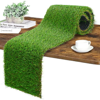 Hooqict Artificial Grass Table Runner 12 x 72 Inch Reusable Fake Grass  Table