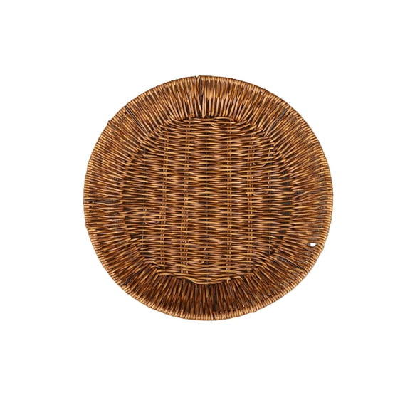 ToyKingdee Round Woven Rattan-Style Serving Tray, Decorative Charger Plate for Dining & Storage