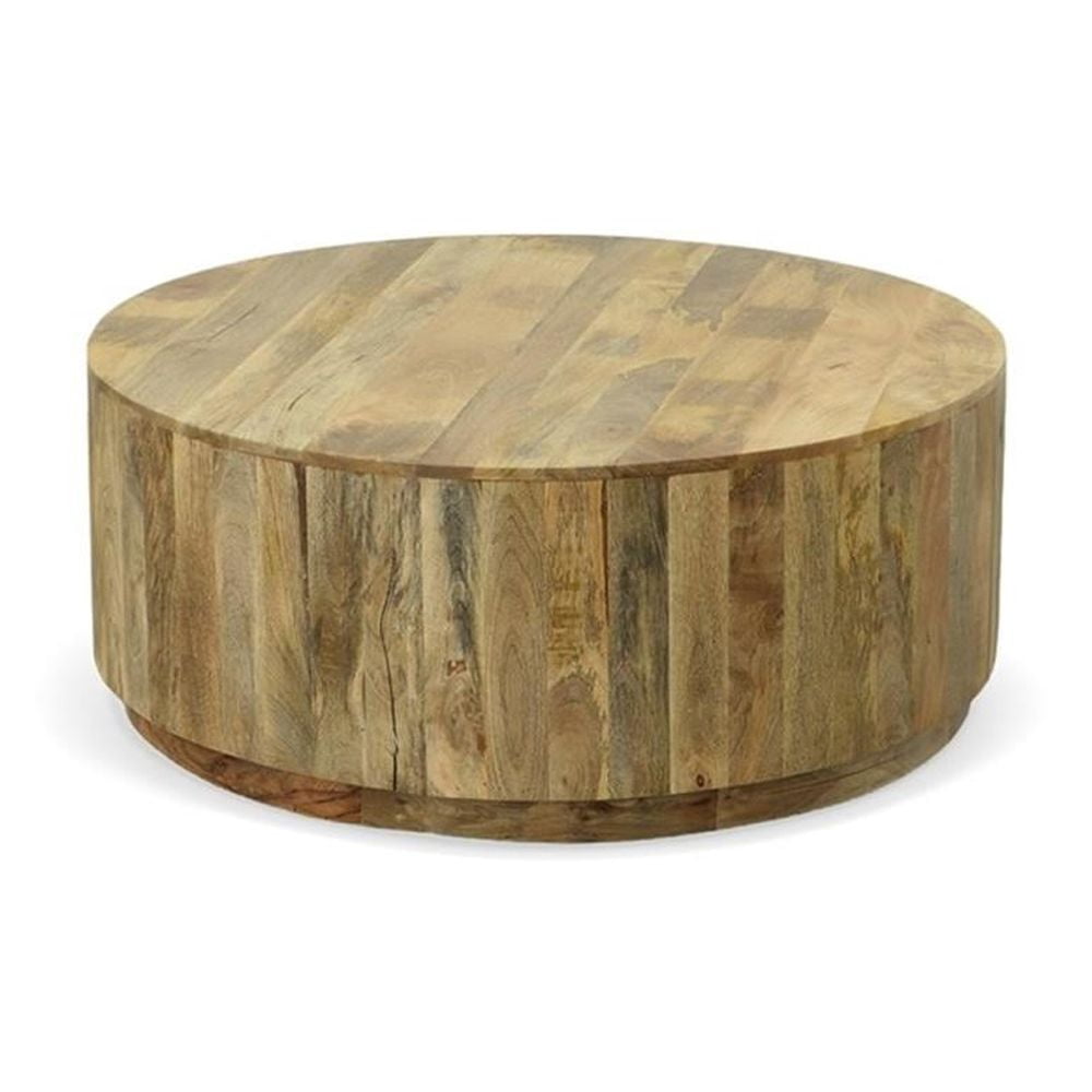Carolina Classics Tamia 42" Round Wood Coffee Table in Natural Brown