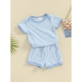 thumbnail image 4 of Bagilaanoe 2pcs Newborn Baby Boy Girl Shorts Set Short Sleeve T Shirt Tops + Shorts 3M 6M 12M 18M Infant Casual Summer Clothes, 4 of 10