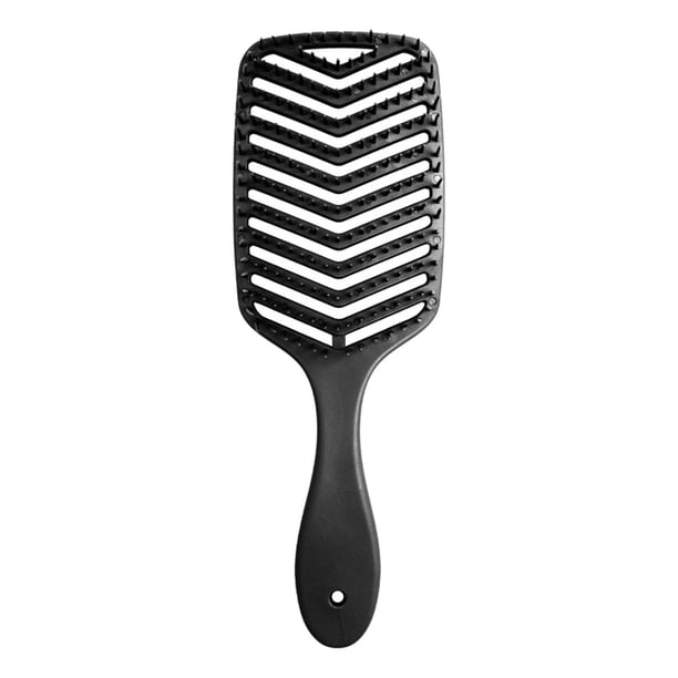 Cepillo de pelo curvo, cepillo de paleta grande para cabello enredado, largo, grueso y rizado, para mujeres y hombres. Negro