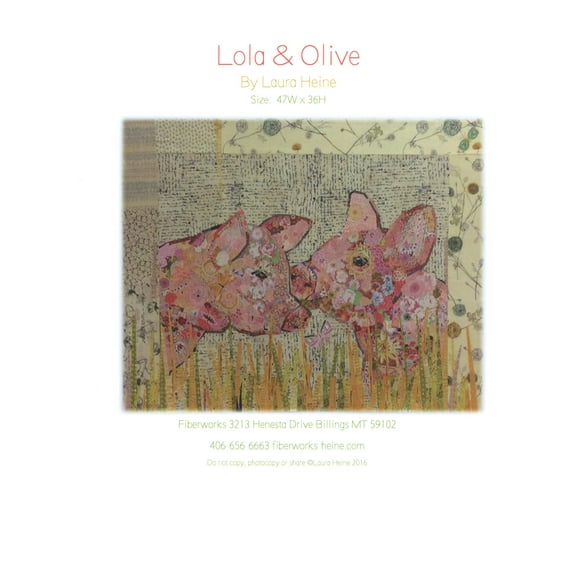 Lola And Olive Fused Fabric Collage Quilt Pattern by Laura Heine of Fiberworks