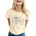 thumbnail image 2 of Easter T Shirts for Women Short Sleeve Crewneck Christian Bible Verse Risen Indeed Graphic Tees, 2 of 5