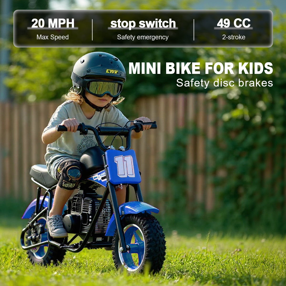 TOXOZERS Mini Bike,50cc 2-Stroke Dirt Bike for Backyard & Trail,20 MPH Max Speed,180 lbs Weight Limit