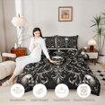 thumbnail image 3 of Castle Fairy Luxury Baroque Skull Full Size Comforter Sets 3-Piece,Ornate Chain Peony Frame Graphic Bedding Comforter Set,Silver Blacks,1 Comforter and 2 Pillowcases,Black Reversible, 3 of 6