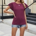 thumbnail image 4 of Annhoo Womens Dressy Tops Ruffled Sleeve Casual Tunic Summer Crew Neck Comfortable Workout T-Shirt, 4 of 8