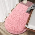 thumbnail image 4 of Junovo Oval Fluffy Area Rugs for Bedroom Plush Shaggy Carpet for Kids Room Bedside Nursery Mats, 2.6' x 5.3',Pink, 4 of 7