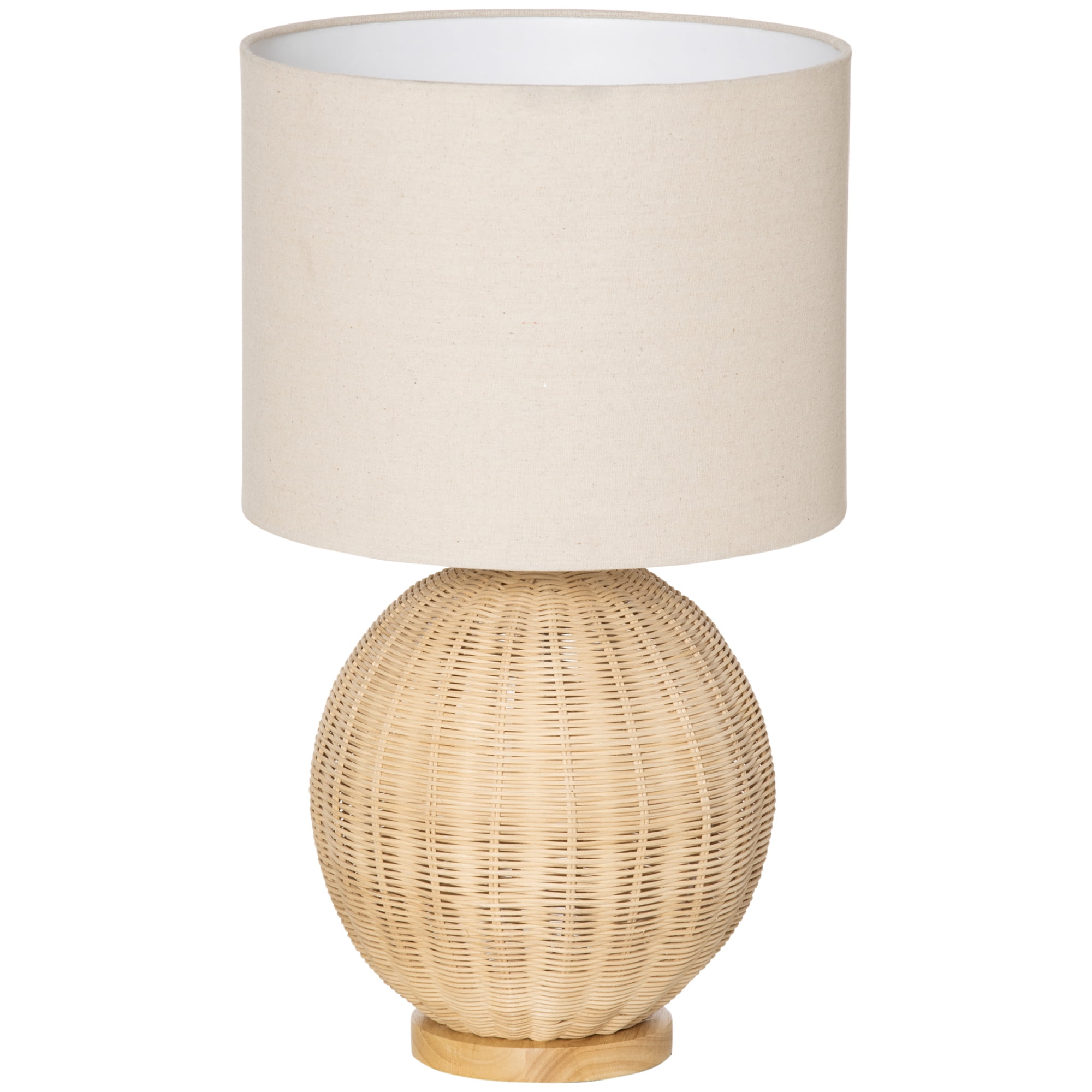 Literaire kunsten tevredenheid buitenaards wezen HOMCOM Coastal Contemporary Table Lamp, Bedside Reading Light with White  Fabric Lampshade and Rattan Base for E27 LED or Halogen Bulb for Living  Room, Natural - Walmart.com
