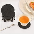 thumbnail image 5 of Haosy Set of 6 Drink Woven Coaster with Holder Heat Resistant Non-Slip Bar Coasters 4 Inches Black, 5 of 7